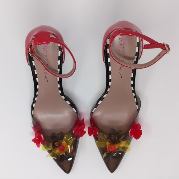 Betsey Johnson Red and Yellow Floral Heels - Picture 4 of 10